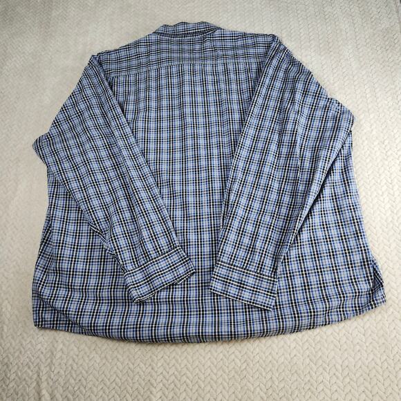 Wrangler Button Up Shirt Men’s 3XL Blue Plaid Long Sleeve Wrinkle Resist Cotton - Picture 4 of 9